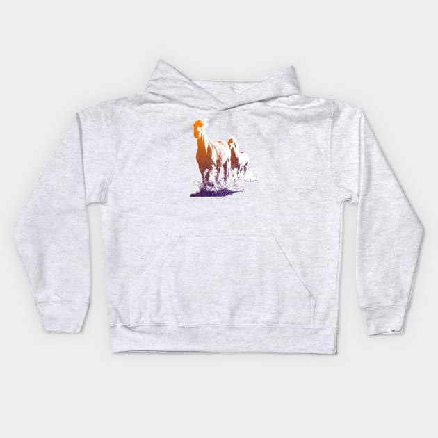 Horses Kids Hoodie by hudayadi